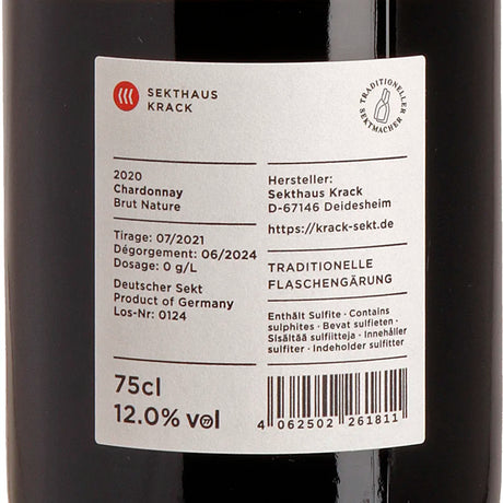 Krack Sekthaus Chardonnay Brut Nature 2020 Back