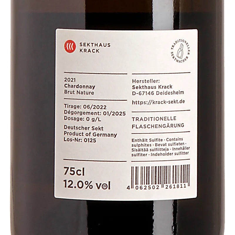 Krack Sekthaus Chardonnay Brut Nature 2021 Back