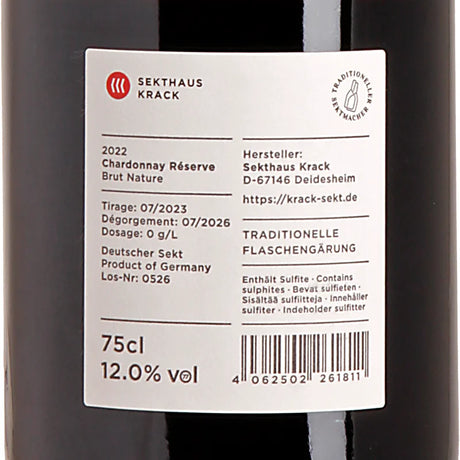 Krack Sekthaus Chardonnay Réserve Brut Nature 2022 Back