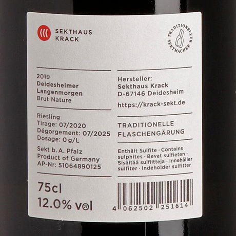 Krack Sekthaus LANGENMORGEN Riesling Sekt Brut Nature 2019 Back