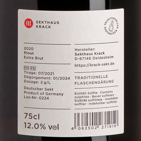 Krack Sekthaus Pinot Extra Brut 2020 Back