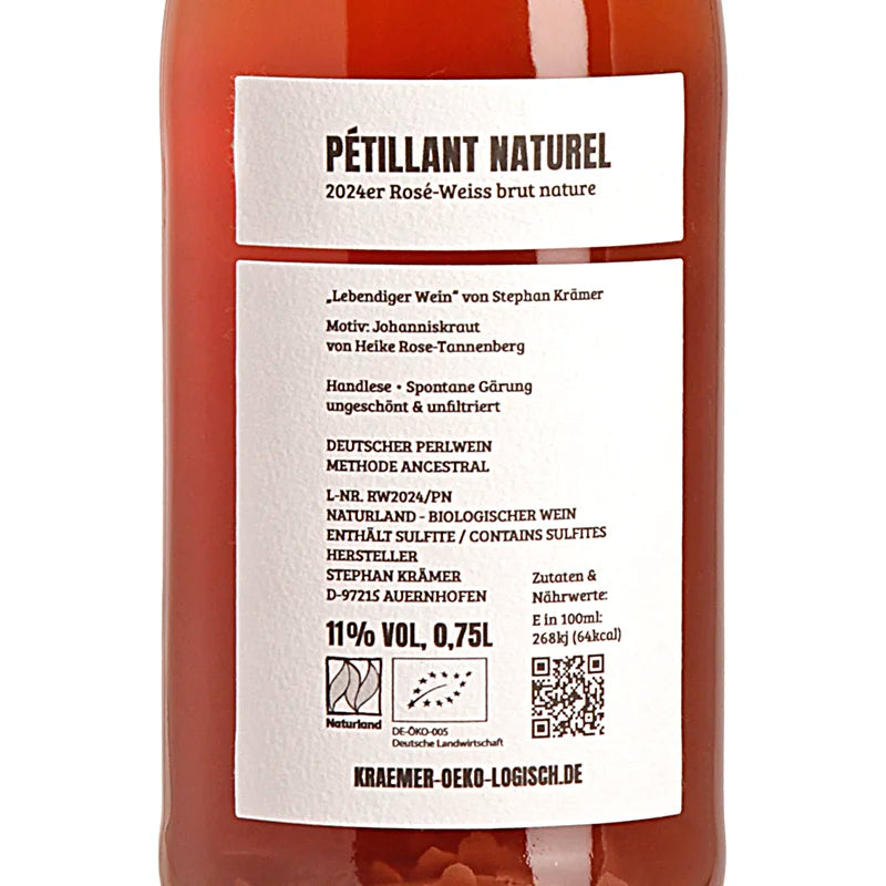 KRAEMER Ökologischer Land- & Weinbau Petillnat Naturel Rosé-Weiss 2024 Back