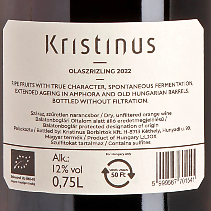 Kristinus Olaszrizling 2022 Back
