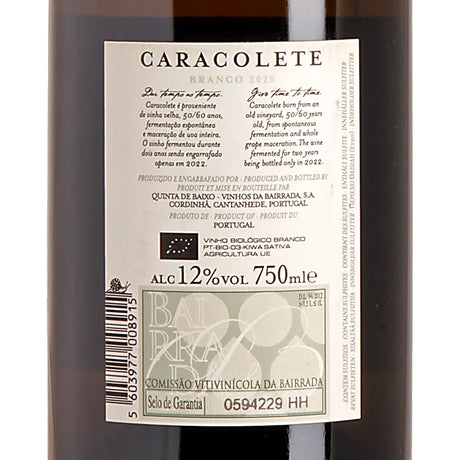 Niepoort Caracolete Branco DOC Bairrada 2020 Back
