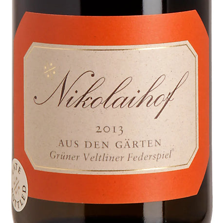 Nikolaihof Aus den Gärten Grüner Veltliner Federspiel Spätfüllung 2013 Label
