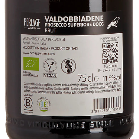 Perlage CANAH Valdobbiadene Prosecco Superiore DOCG Spumante Brut Back