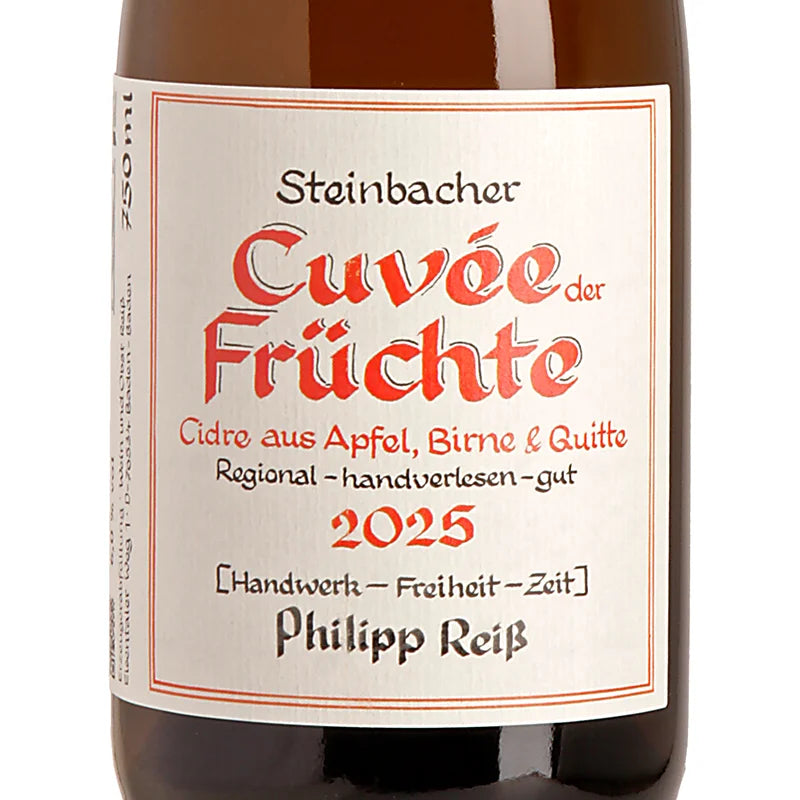 Philipp Reiß Steinbacher Cuvée der Früchte Cidre 2025 Label