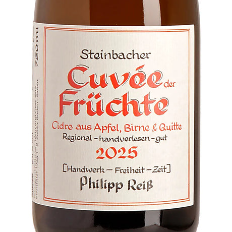 Philipp Reiß Steinbacher Cuvée der Früchte Cidre 2025 Label