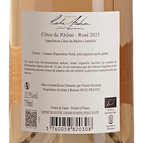 Domaine Roche-Audran Côtes du Rhône Rosé AOC 2025 Back