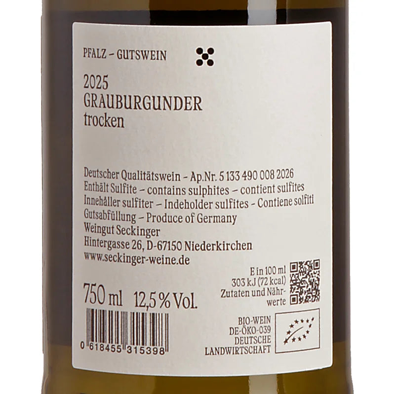 Seckinger Grauburgunder vom Kalkstein 2025 Back