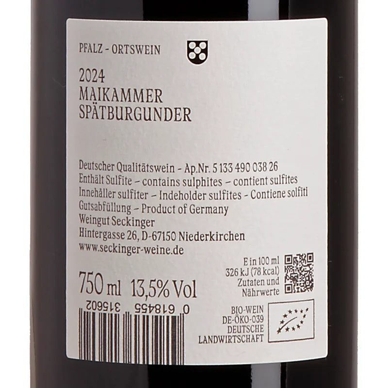 Seckinger Maikammer Spätburgunder 2024 Back