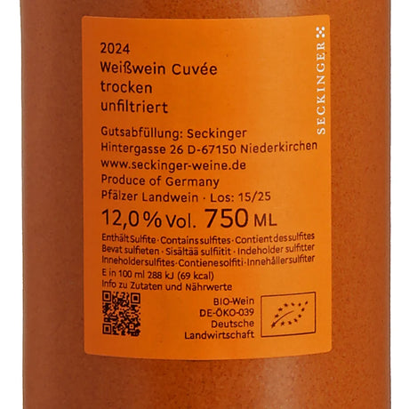 Seckinger O Pure Pfälzer Landwein trocken 2024 back