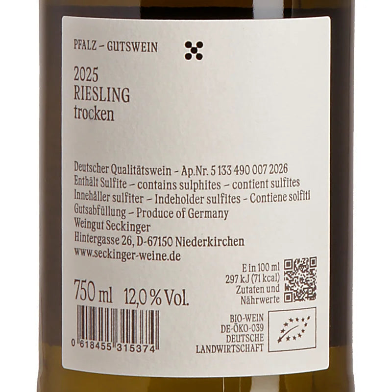 Seckinger Riesling vom Löss trocken 2025 Back