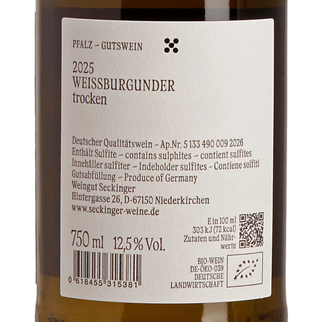 Seckinger Weißburgunder vom Kalkstein trocken 2025 Back