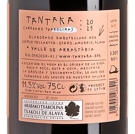 Tantaka Tinto Arabako Txakolina 2021 Back