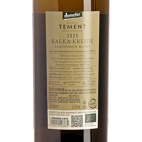Tement Sauvignon Blanc Kalk & Kreide Südsteiermark DAC 2025 Back