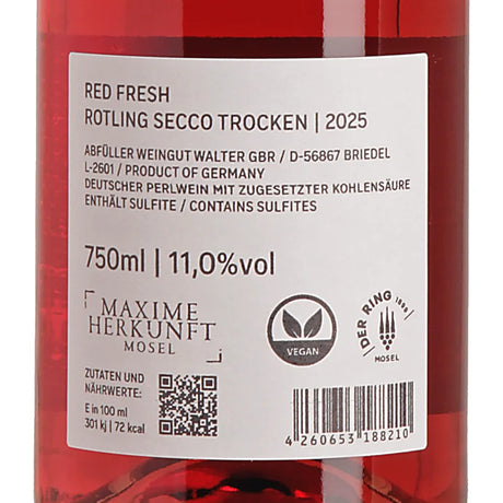 Walter Secco Red Fresh 2025 Back
