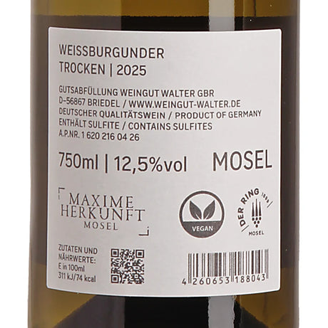 Walter Weissburgunder trocken 2025 Back