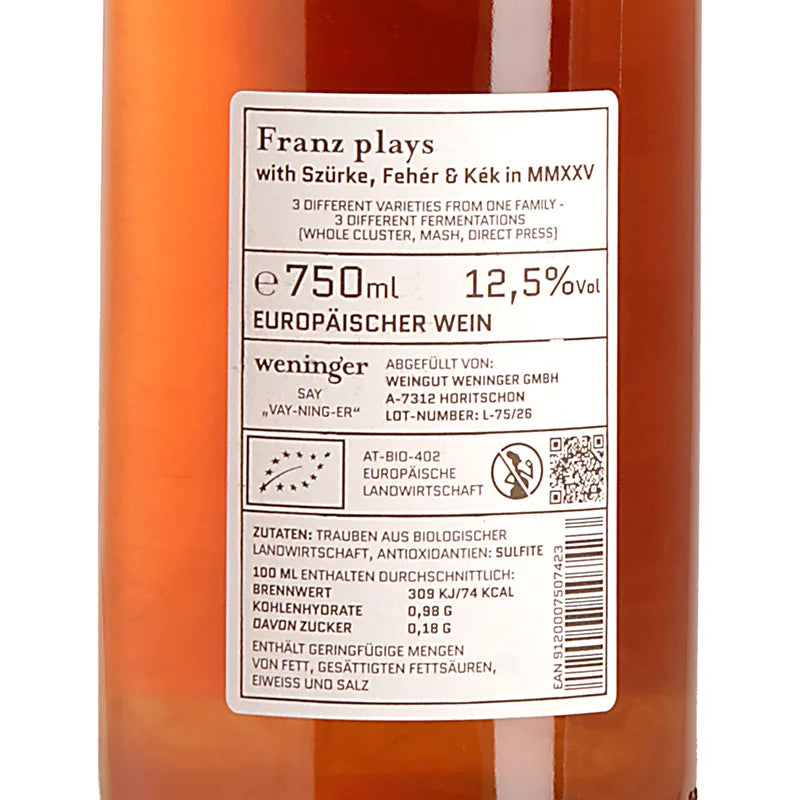 Weninger Pincészet Franz Plays with Szürke & Fehér & Kék MMXXV Back