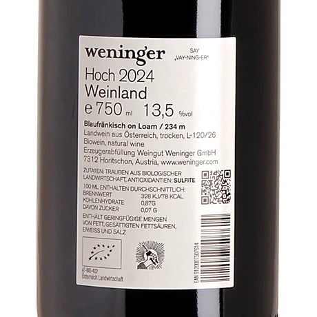 Weninger HOCH Blaufränkisch 2024 Back