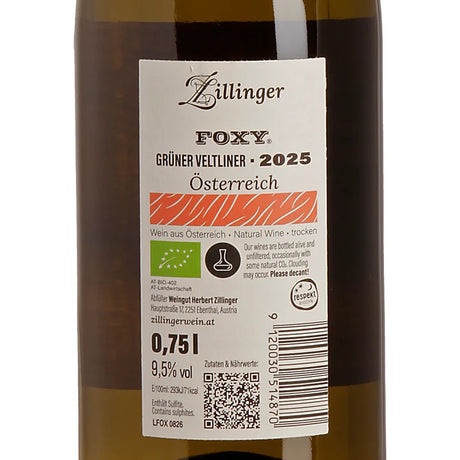 Herbert Zillinger Foxy Grüner Veltliner 2025 Back