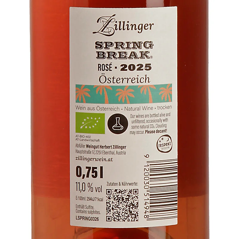 Herbert Zillinger Spring Break Rosé 2025 Back