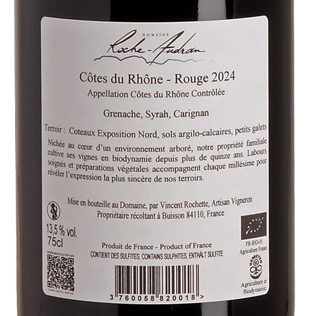 Domaine Roche-Audran Côtes du Rhône Rouge AOC 2024 back