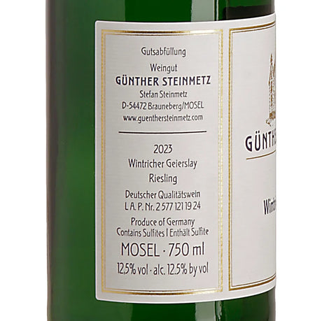 Günther Steinmetz WINTRICHER GEIERSLAY Sur lie Riesling trocken 2023 back