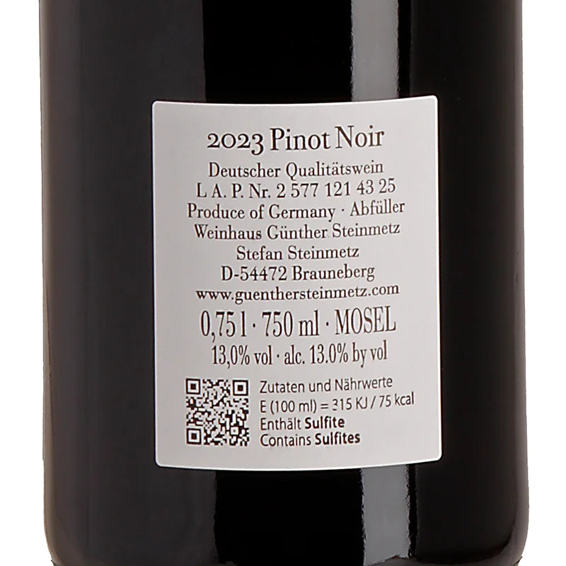 Günther Steinmetz Pinot Noir 2023 back